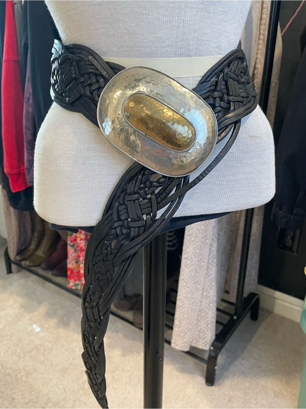 Chico’s braided genuine leather belt size L